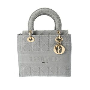 CHRISTIAN DIOR LADY LITE Gray Canvas Handbag